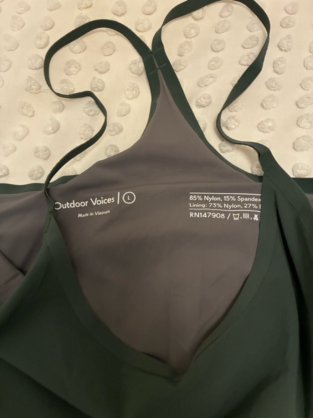 Outdoor Voices Deep Green Racerback Athletic Dress